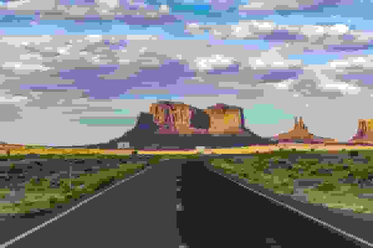 Arizona road with rock formations