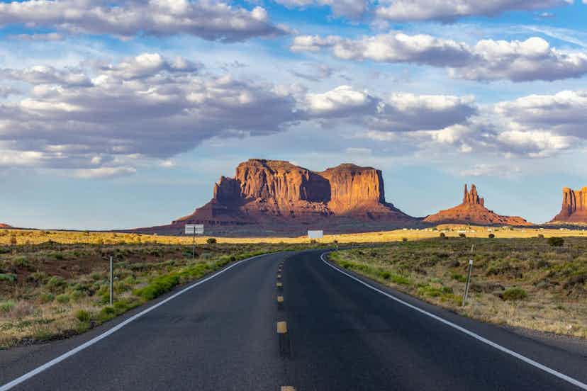 Arizona road with rock formations
